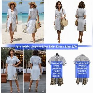 Joie 100% Linen A-Line Shirt Dress​Size S/M